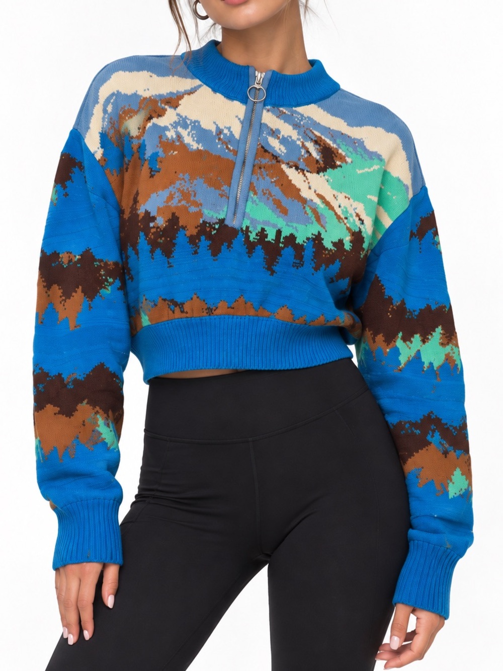 Urban Outfitters BDG Sweater Half Zip Large Cabin Camp Core après-ski Cropped